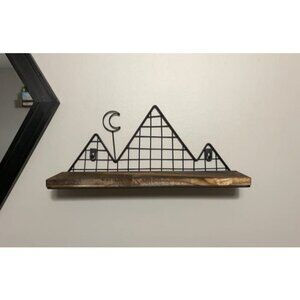 Floating Shelves, Set of 2 Mountain Wall Shelves, Rustic Wood Display Storage